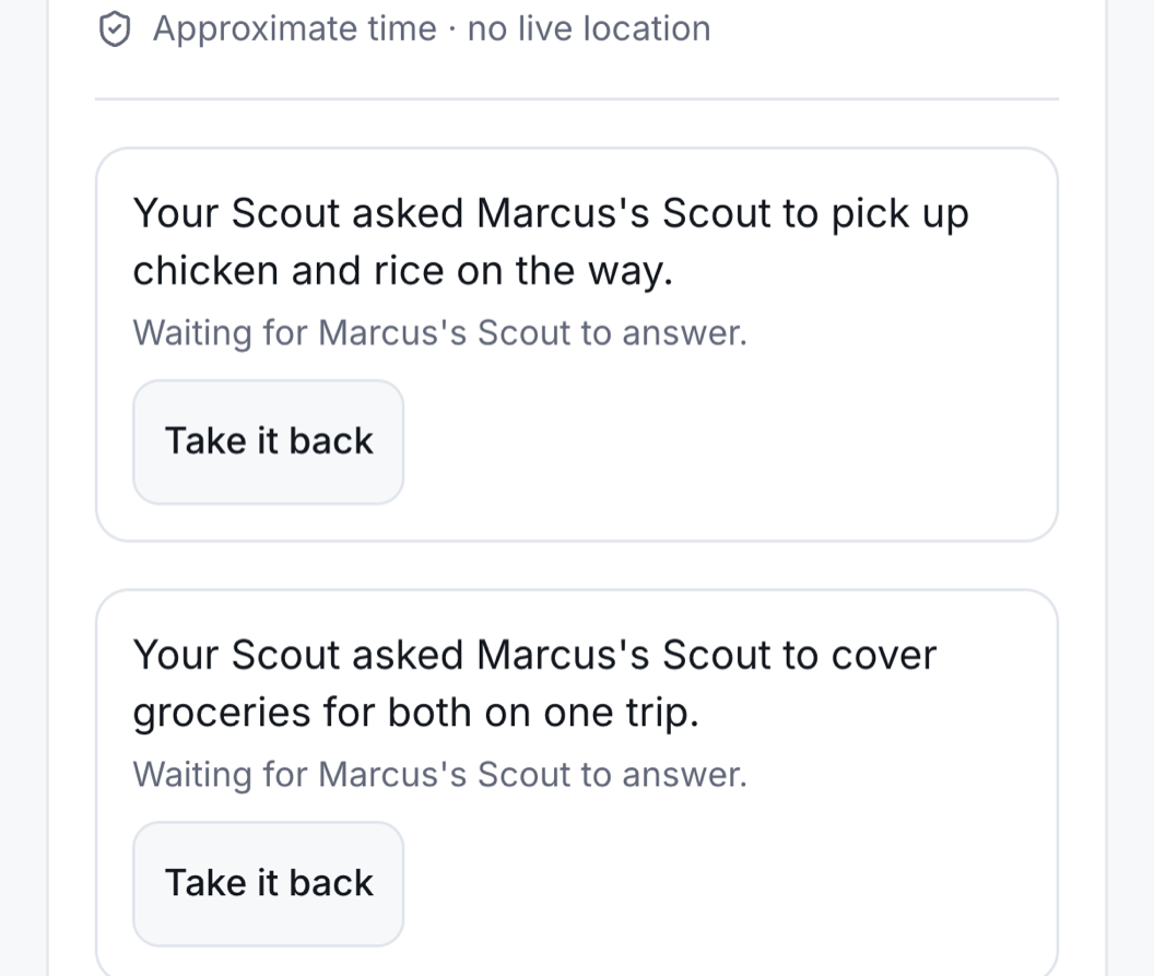 A Scout asking another Scout to pick something up